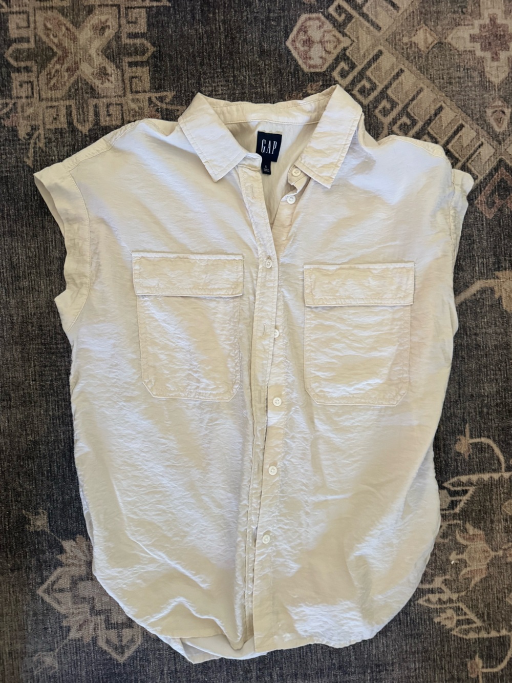 GAP Kids Cream Button-Front Jean Jacket